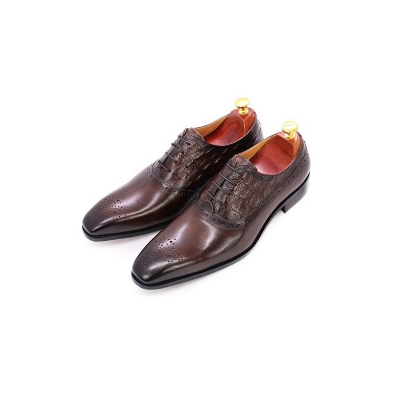 Formella Skor För Män Lyxigt Läder Brogue Oxford Dress - Kaffe