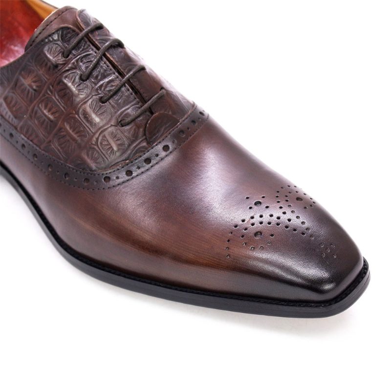 Formella Skor För Män Lyxigt Läder Brogue Oxford Dress - Kaffe