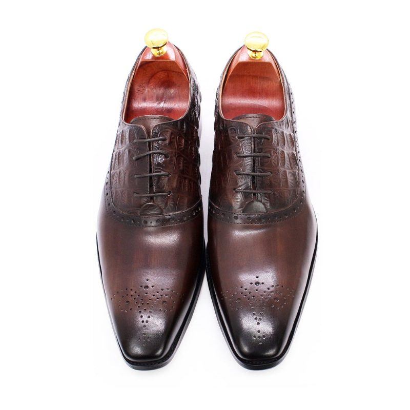 Formella Skor För Män Lyxigt Läder Brogue Oxford Dress - Kaffe