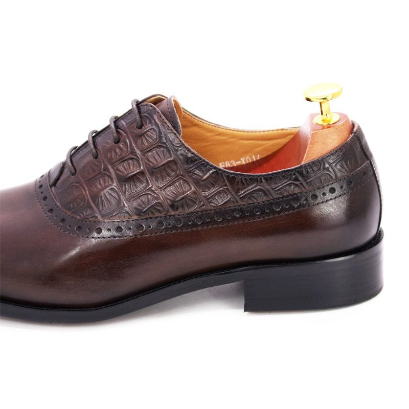 Formella Skor För Män Lyxigt Läder Brogue Oxford Dress - Kaffe