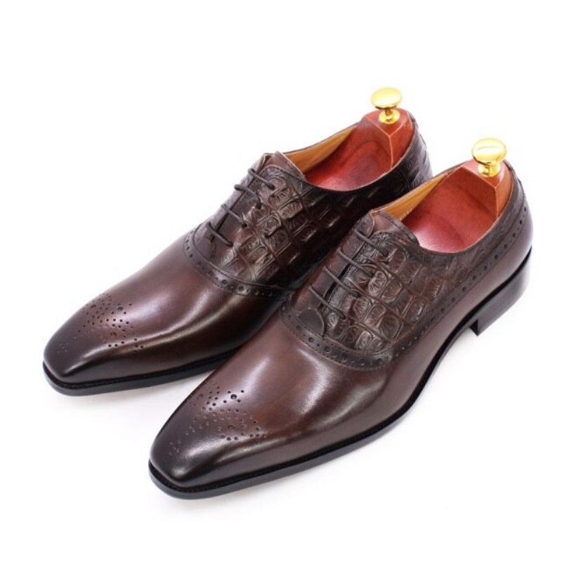 Formella Skor För Män Lyxigt Läder Brogue Oxford Dress - Kaffe