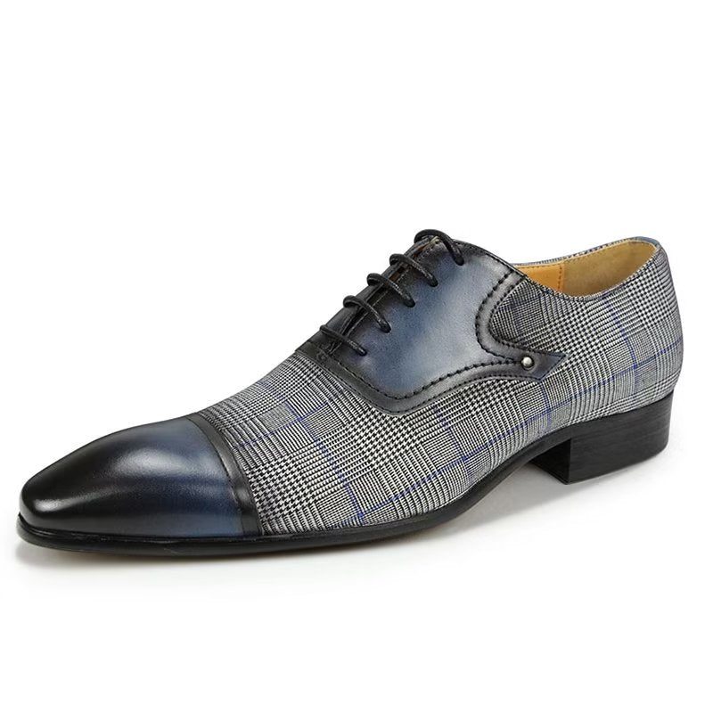 Formella Skor För Män Lyxigt Läder Elegant Brogue Oxford Bröllop - Blå