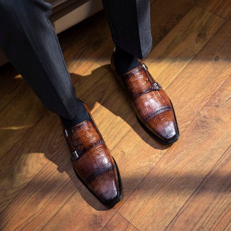 Formella Skor För Män Monkstraps Klänning - Kaffe