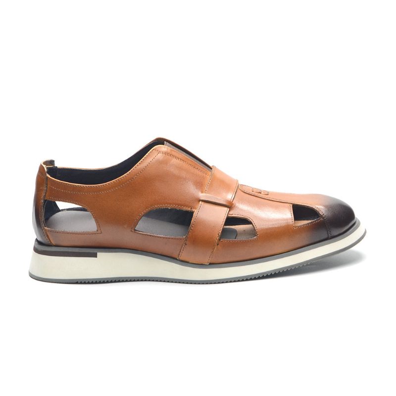 Fritidsskor För Män Chic Koläder Eleganta Slip-on Sandaler - Kaffe