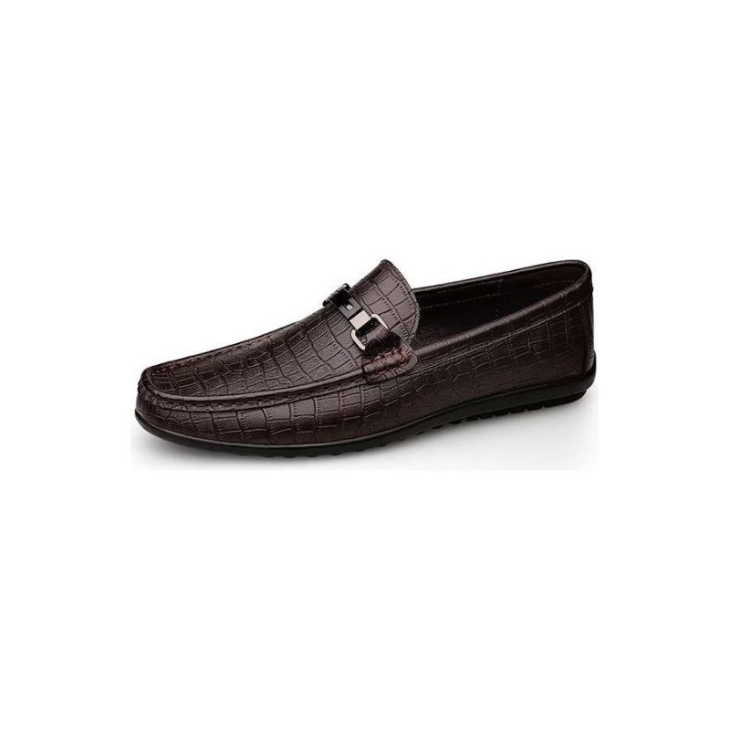 Fritidsskor För Män Chic Pu Slip-on Mockasiner Med Metallisk Stil - Kaffe