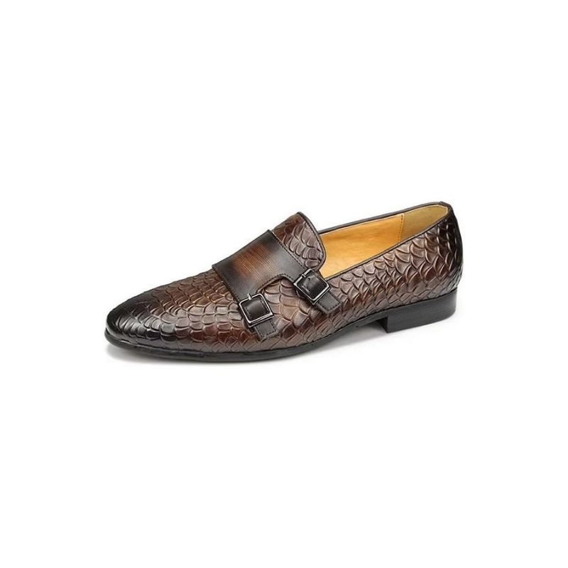 Fritidsskor För Män Croc Mönster Elegant Slip On Loafers - Kaffe