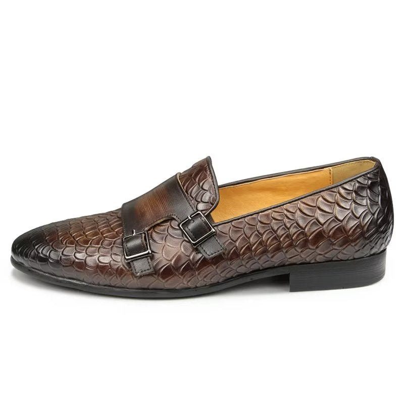 Fritidsskor För Män Croc Mönster Elegant Slip On Loafers - Kaffe