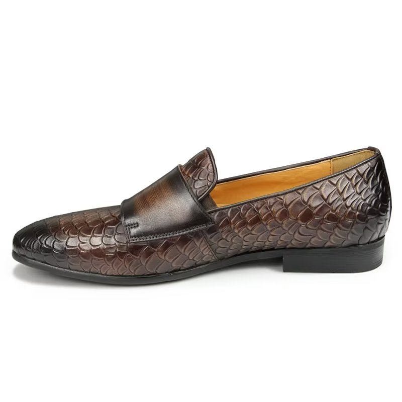 Fritidsskor För Män Croc Mönster Elegant Slip On Loafers - Kaffe