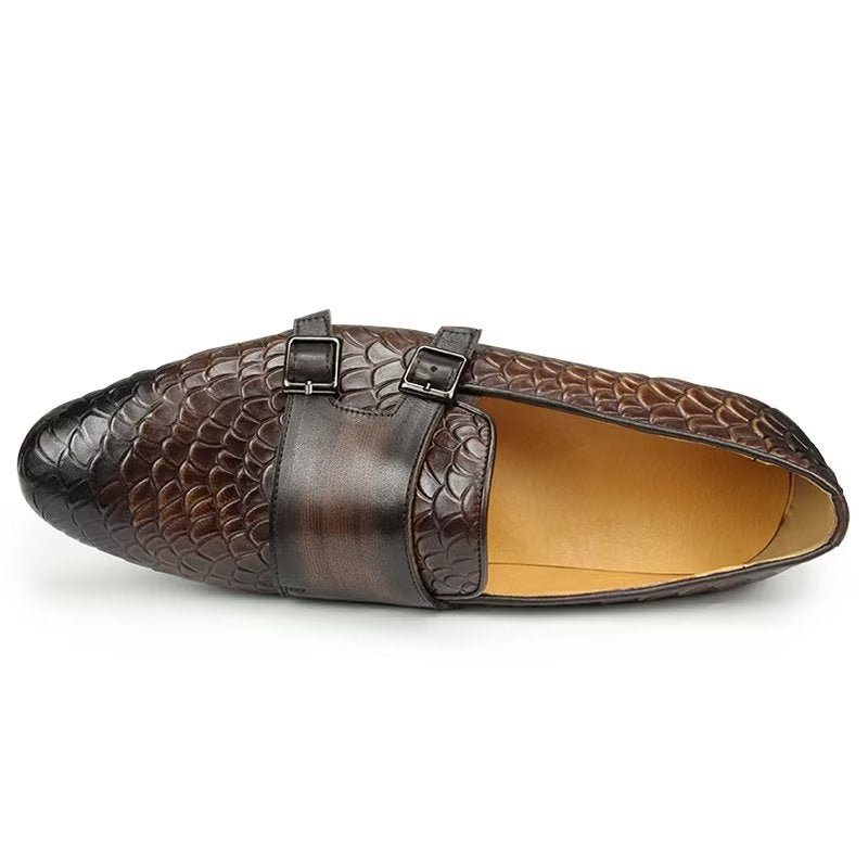 Fritidsskor För Män Croc Mönster Elegant Slip On Loafers - Kaffe