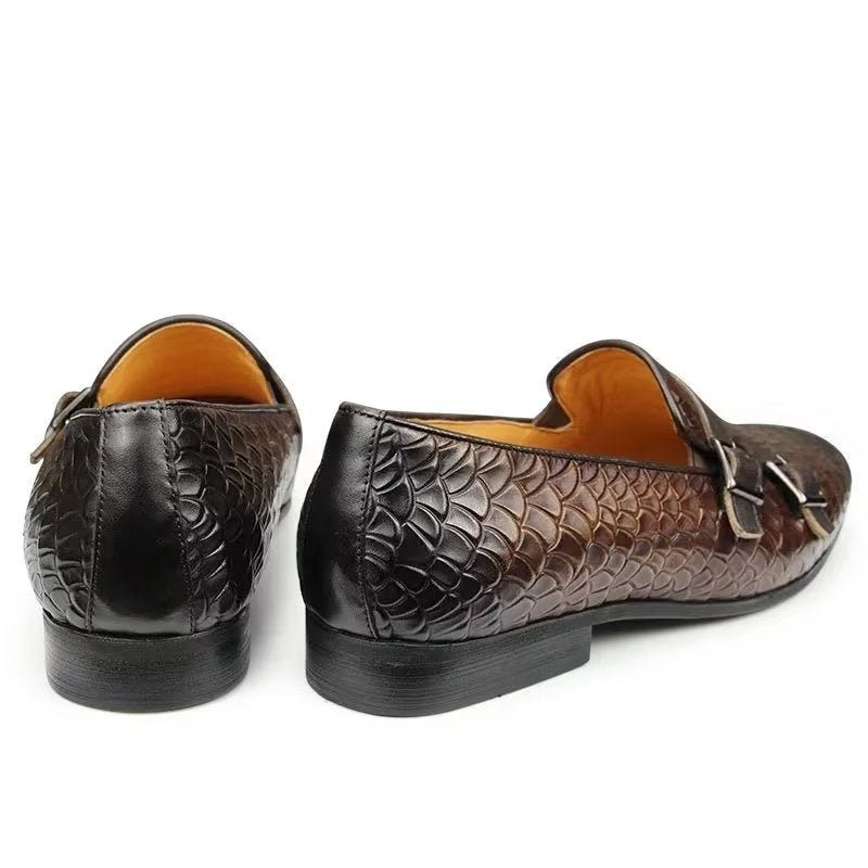 Fritidsskor För Män Croc Mönster Elegant Slip On Loafers - Kaffe