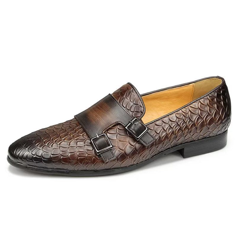 Fritidsskor För Män Croc Mönster Elegant Slip On Loafers - Kaffe