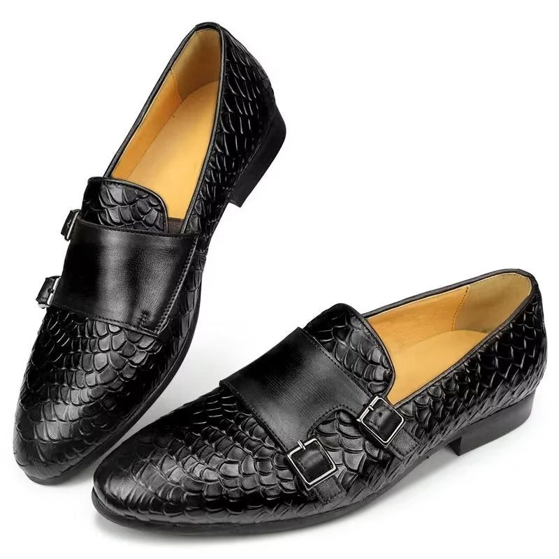 Fritidsskor För Män Croc Mönster Elegant Slip On Loafers - Svart