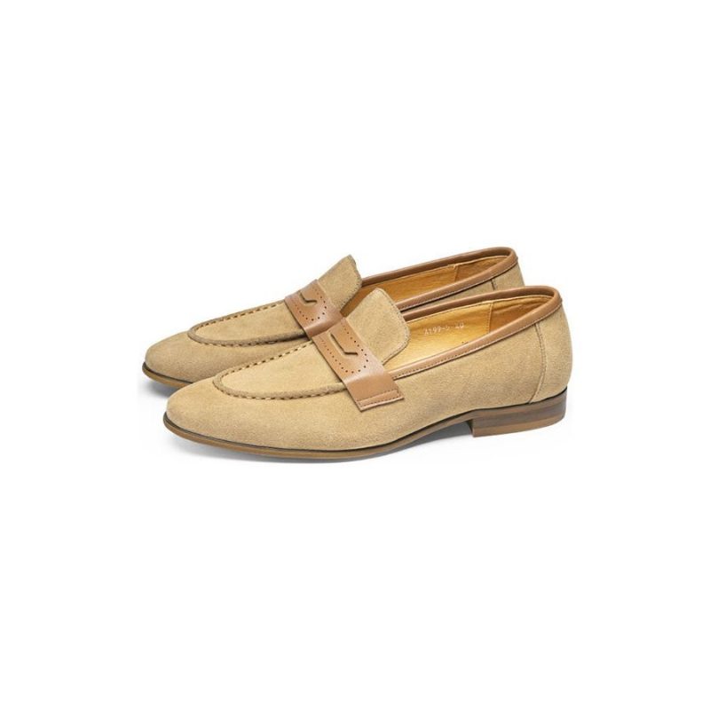 Fritidsskor För Män Elegant Läder Slip-on Business Loafers - Beige