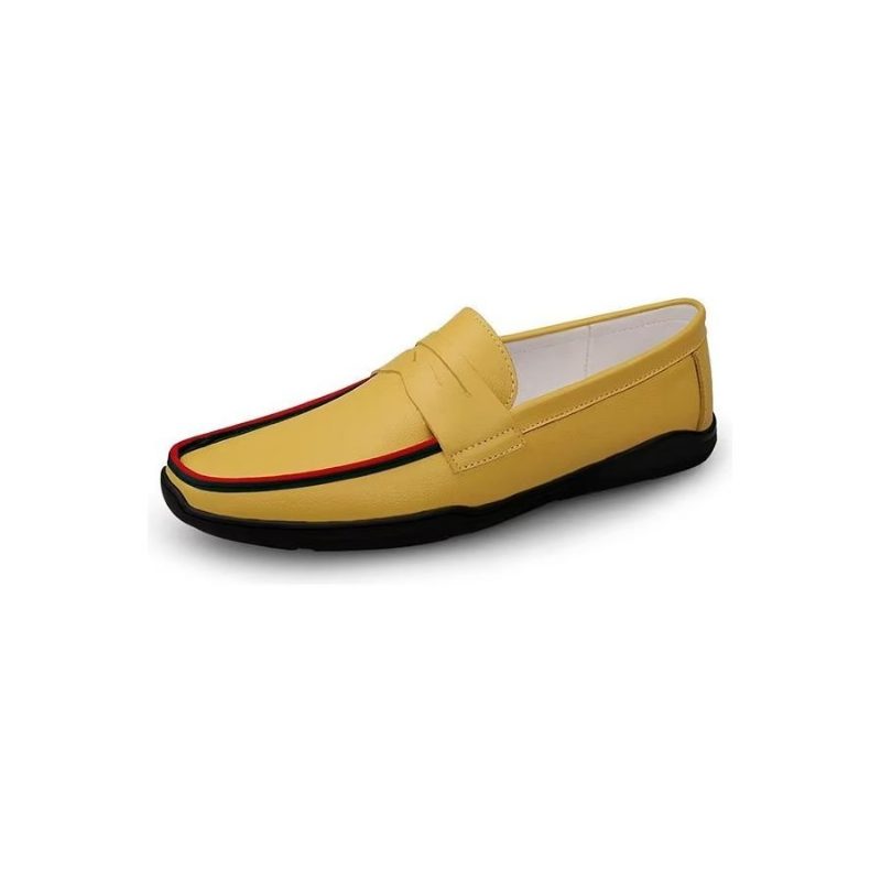 Fritidsskor För Män Eleganta Pu Slip-on Loafers Med Metallmode - Gul