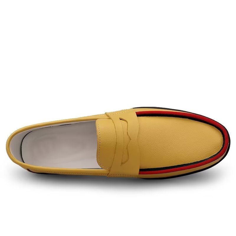 Fritidsskor För Män Eleganta Pu Slip-on Loafers Med Metallmode - Gul