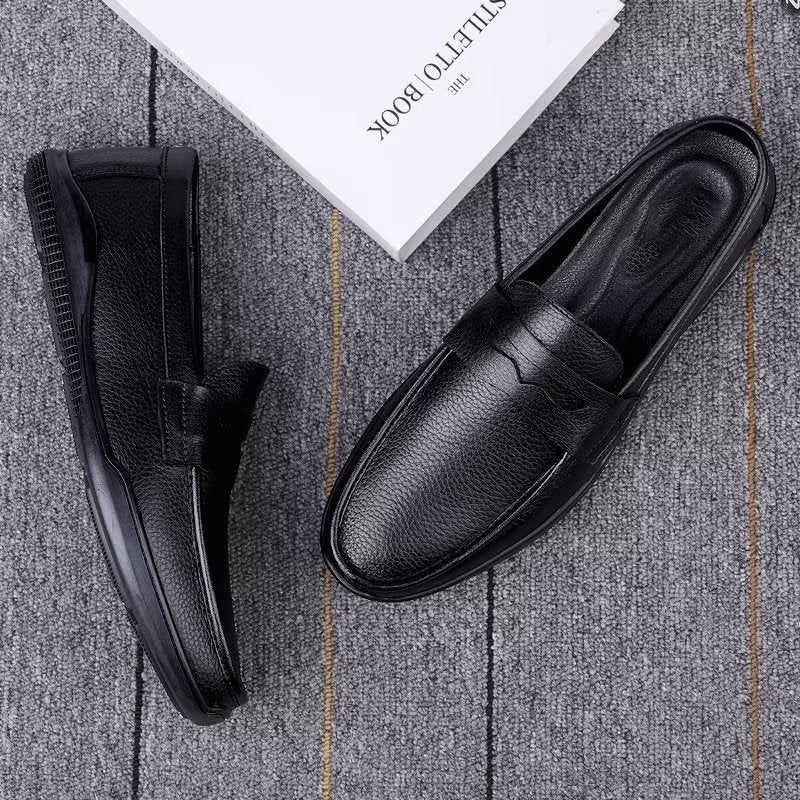 Fritidsskor För Män Eleganta Pu Slip-on Loafers Med Metallmode - Svart