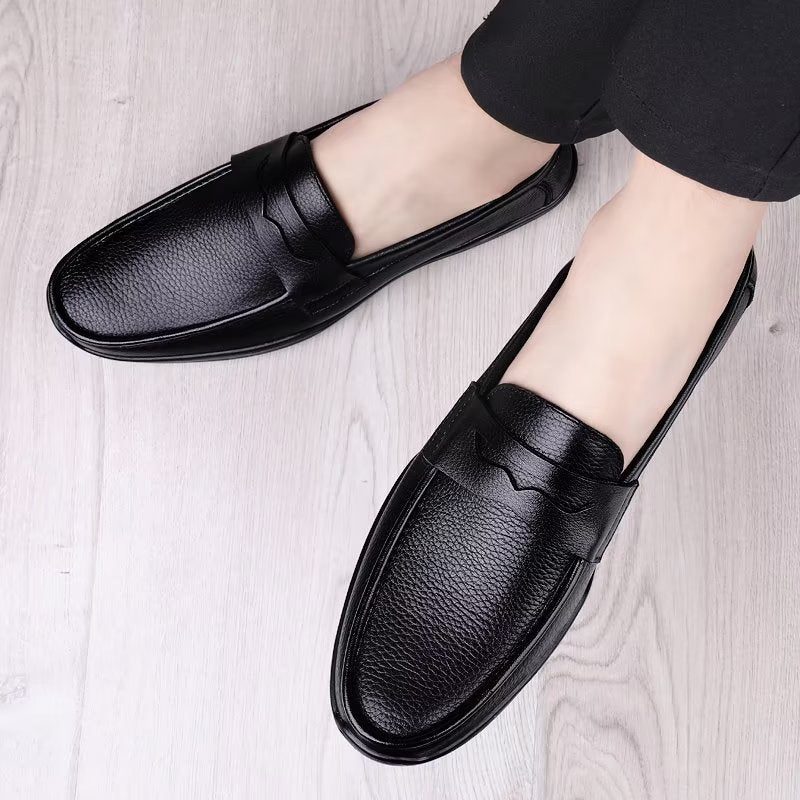 Fritidsskor För Män Eleganta Pu Slip-on Loafers Med Metallmode - Svart