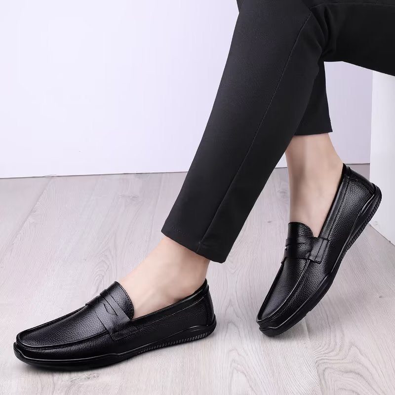 Fritidsskor För Män Eleganta Pu Slip-on Loafers Med Metallmode - Svart