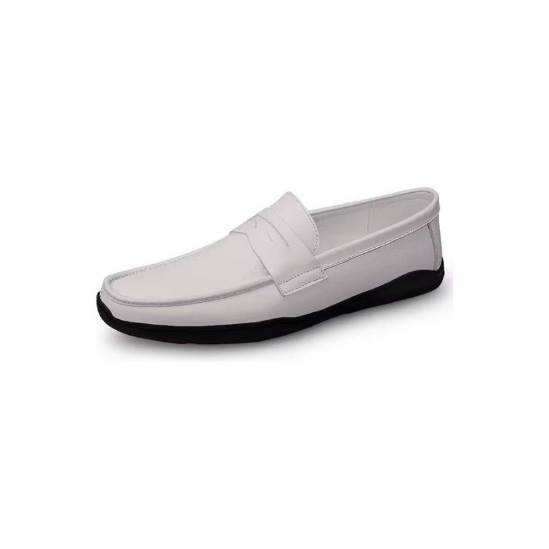 Fritidsskor För Män Eleganta Pu Slip-on Loafers Med Metallmode - Vit Hål