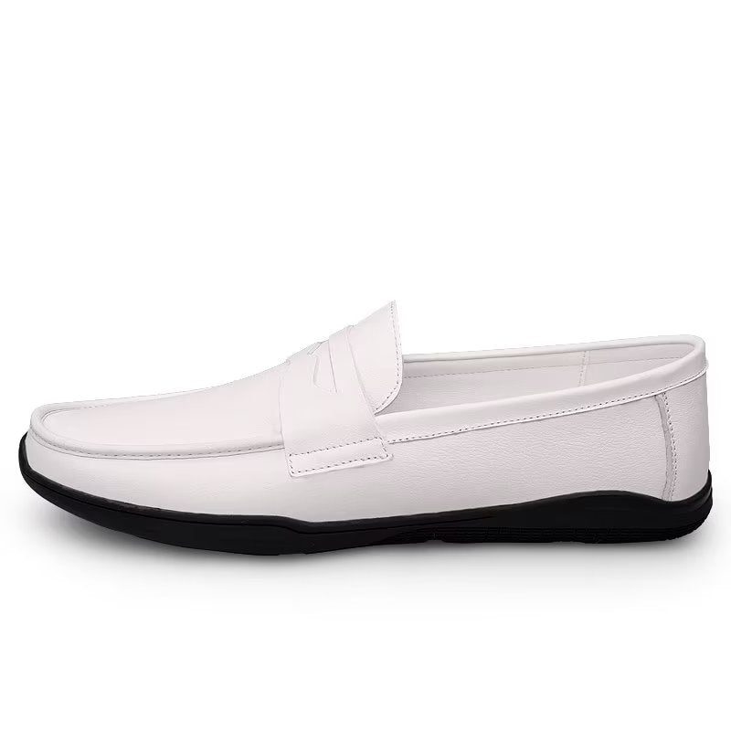 Fritidsskor För Män Eleganta Pu Slip-on Loafers Med Metallmode - Vit Hål