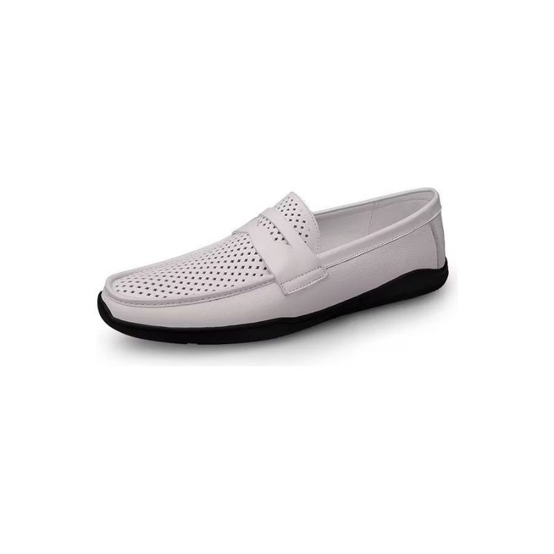 Fritidsskor För Män Eleganta Pu Slip-on Loafers Med Metallmode - Vit Hål