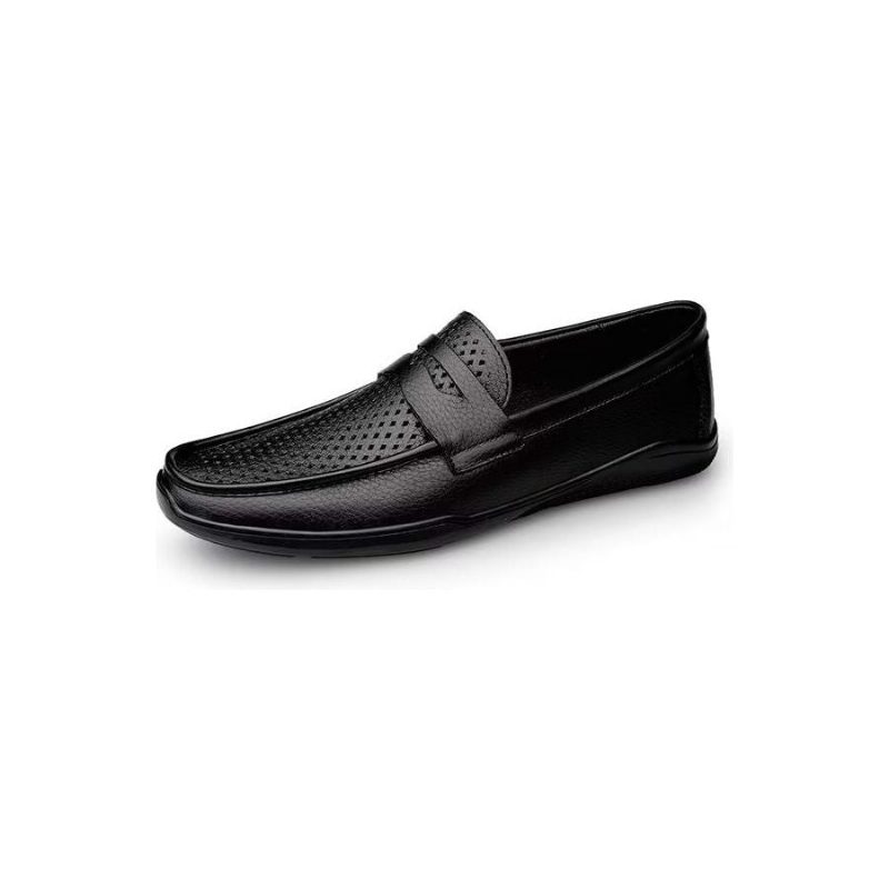 Fritidsskor För Män Eleganta Pu Slip-on Loafers Med Metallmode - Svart Hål