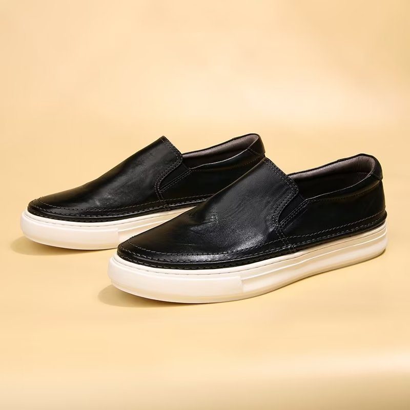 Fritidsskor För Män Eleganta Slip On High End Sneakers I Läder - Svart