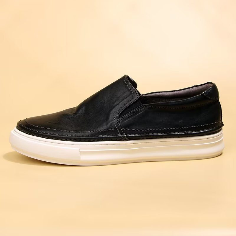 Fritidsskor För Män Eleganta Slip On High End Sneakers I Läder - Svart