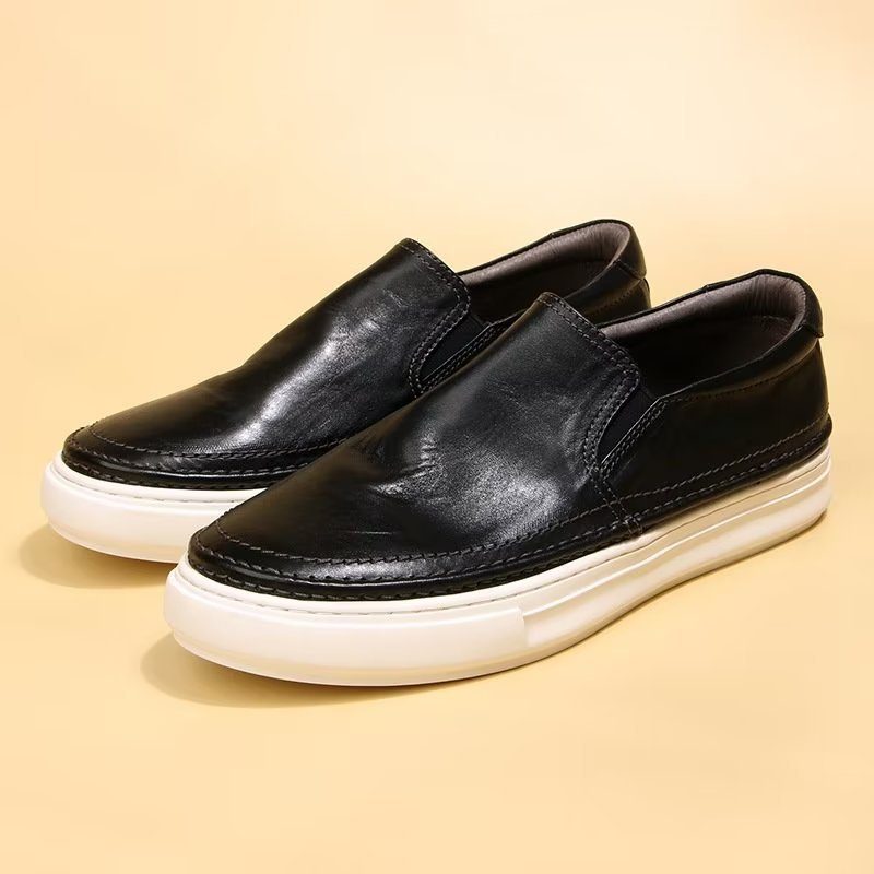 Fritidsskor För Män Eleganta Slip On High End Sneakers I Läder - Svart