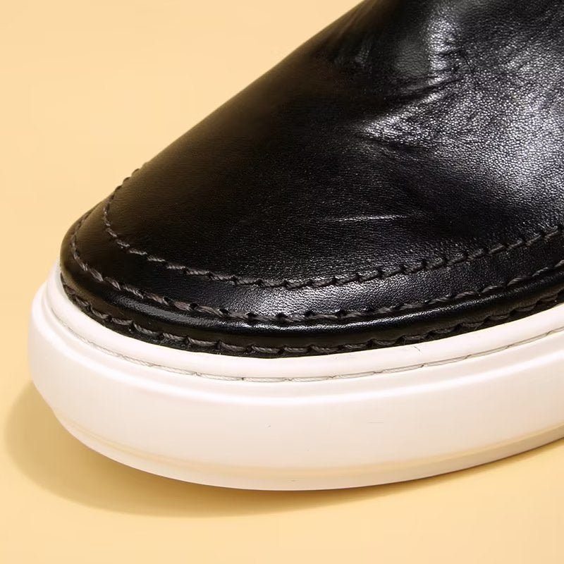 Fritidsskor För Män Eleganta Slip On High End Sneakers I Läder - Svart