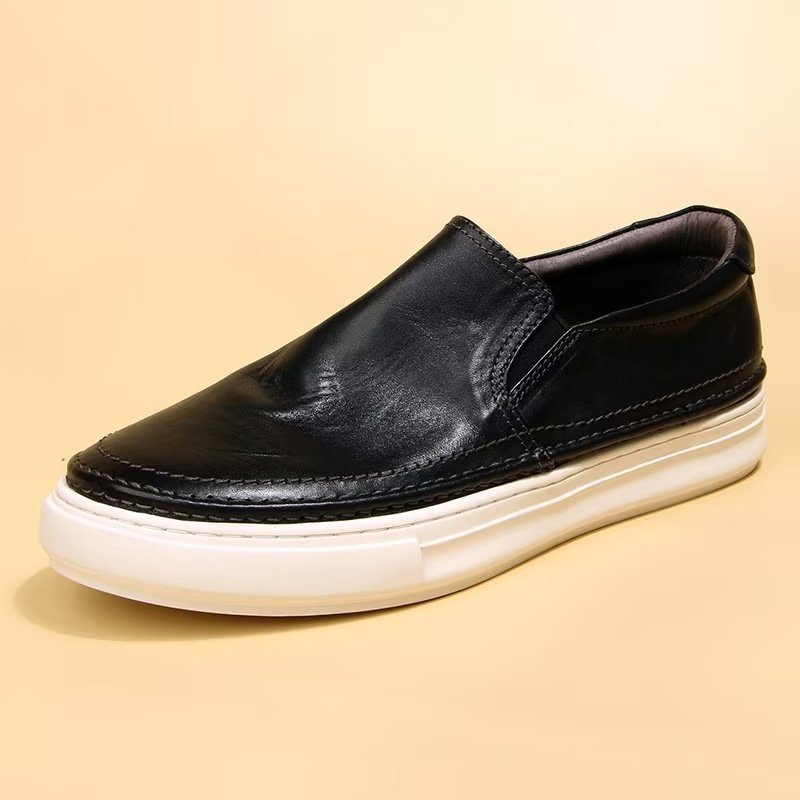 Fritidsskor För Män Eleganta Slip On High End Sneakers I Läder - Svart