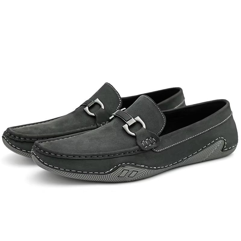 Fritidsskor För Män Eleganta Slip-on Loafers Med Metallmode - Grå