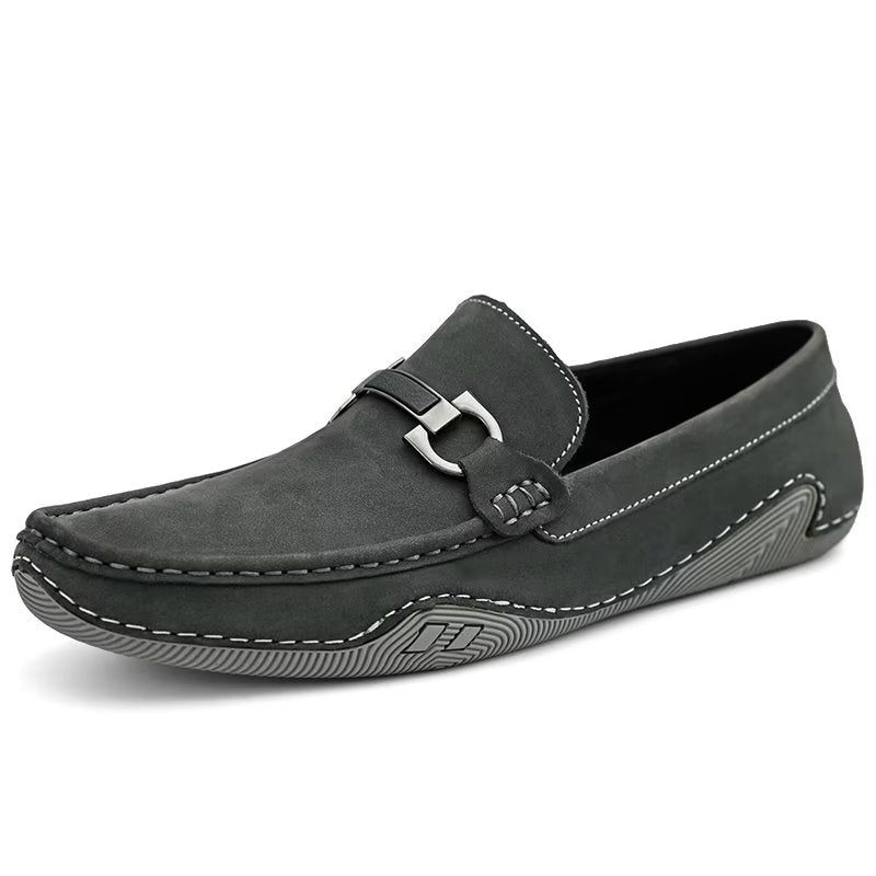 Fritidsskor För Män Eleganta Slip-on Loafers Med Metallmode - Grå