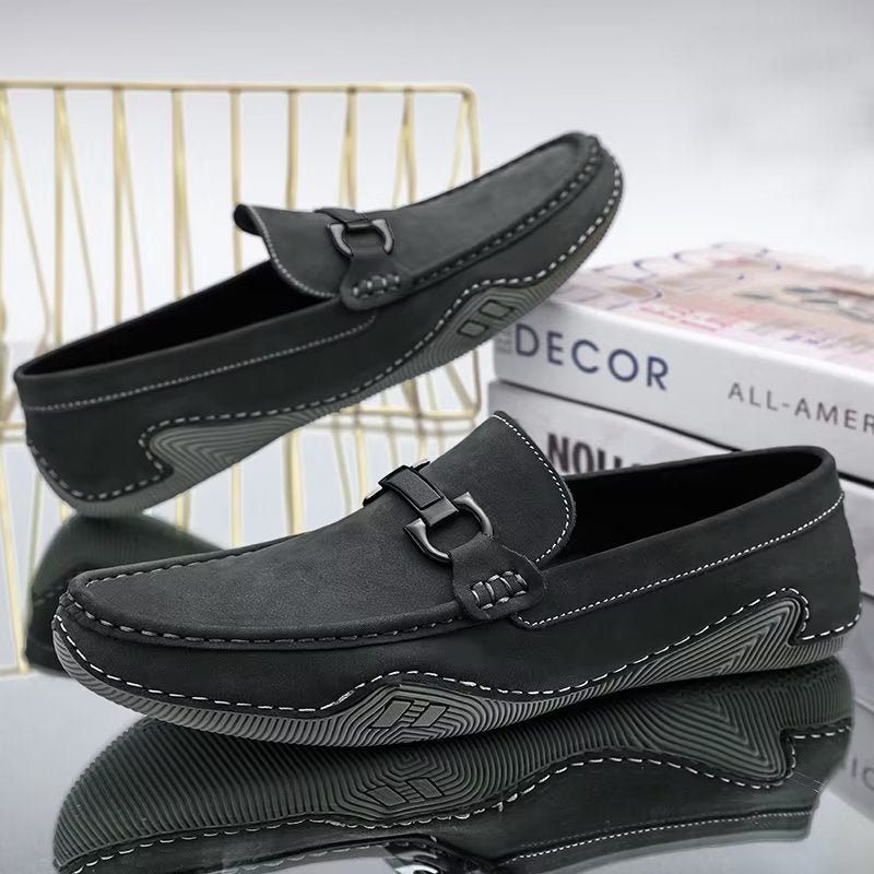 Fritidsskor För Män Eleganta Slip-on Loafers Med Metallmode - Grå