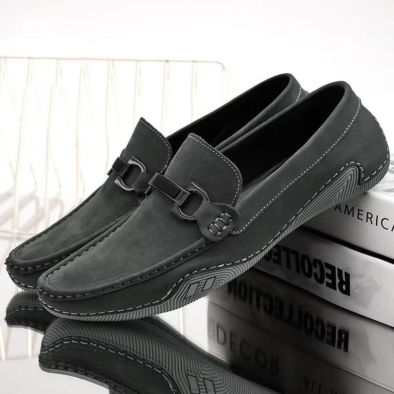 Fritidsskor För Män Eleganta Slip-on Loafers Med Metallmode - Grå