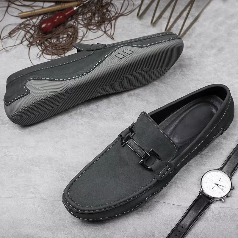 Fritidsskor För Män Eleganta Slip-on Loafers Med Metallmode - Grå