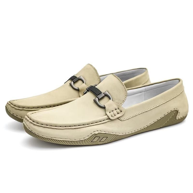 Fritidsskor För Män Eleganta Slip-on Loafers Med Metallmode - Beige