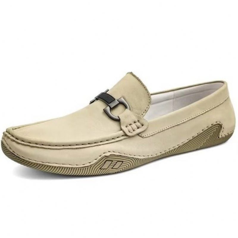 Fritidsskor För Män Eleganta Slip-on Loafers Med Metallmode - Beige