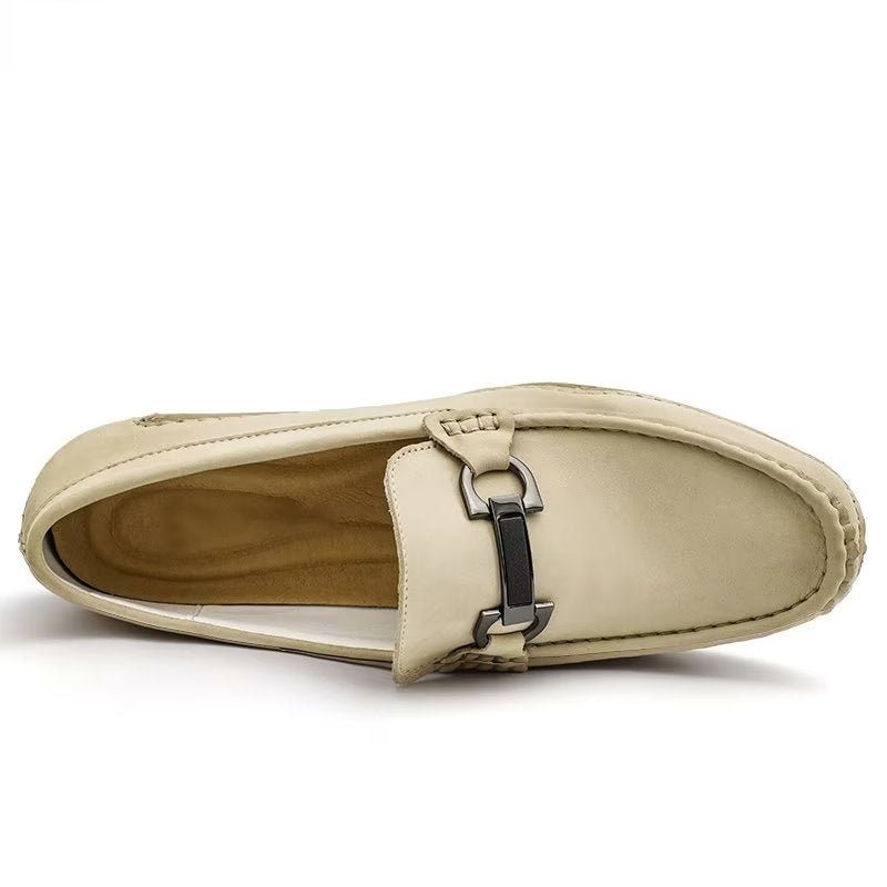 Fritidsskor För Män Eleganta Slip-on Loafers Med Metallmode - Beige