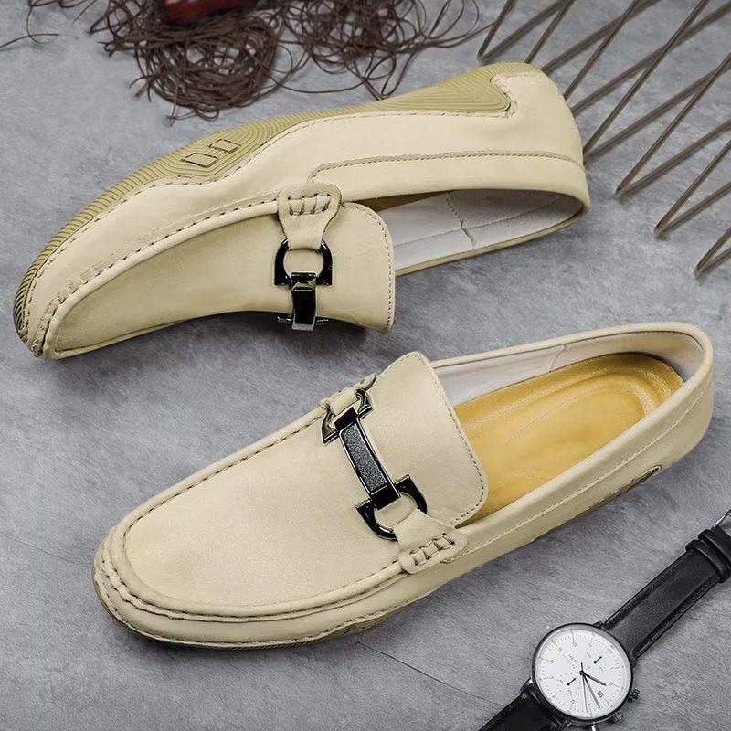 Fritidsskor För Män Eleganta Slip-on Loafers Med Metallmode - Beige