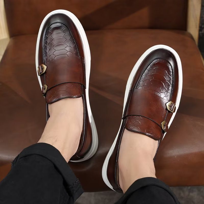 Fritidsskor För Män Eleganta Slip On Platform Sneakers - Brun