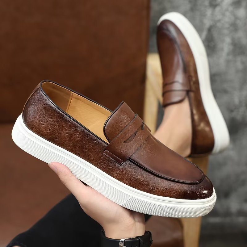 Fritidsskor För Män Fashionabla Slip-on Plattformsskor - Brun