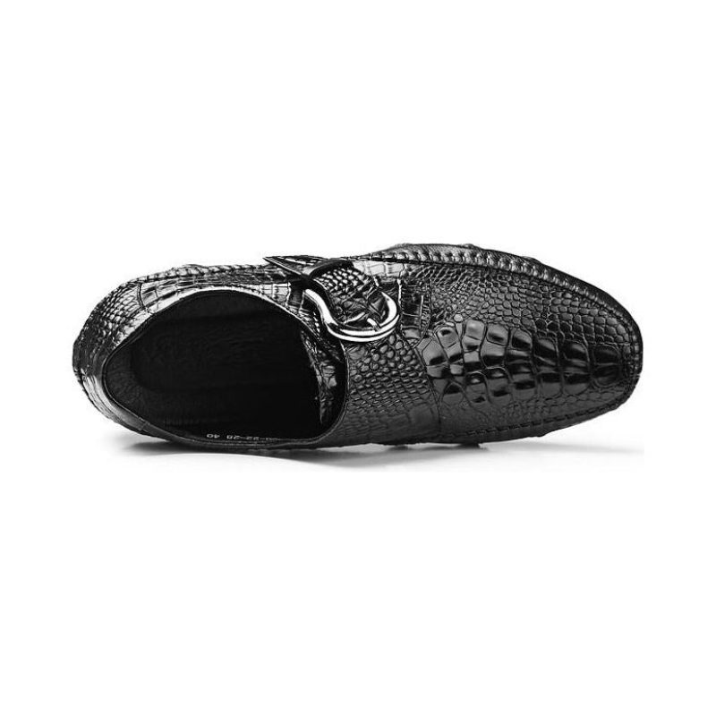 Fritidsskor För Män Lyxig Alligator Texture Penny Loafers - Svart