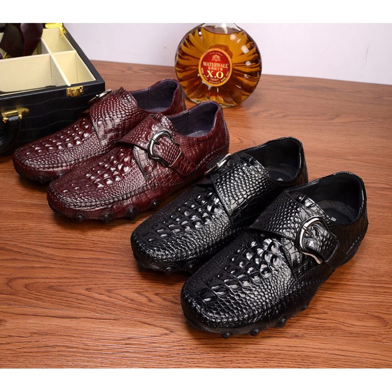 Fritidsskor För Män Lyxig Alligator Texture Penny Loafers - Svart