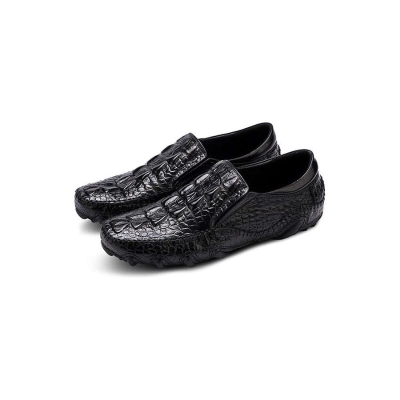 Fritidsskor För Män Lyxig Alligator Texture Slip-on Oxford Skor - Svart