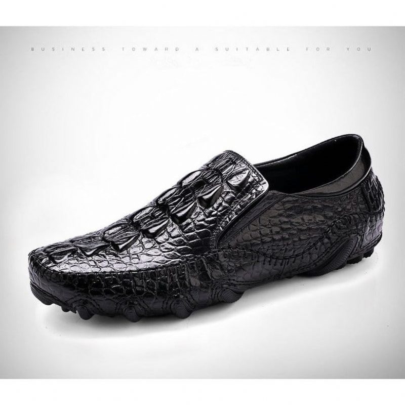 Fritidsskor För Män Lyxig Alligator Texture Slip-on Oxford Skor - Svart