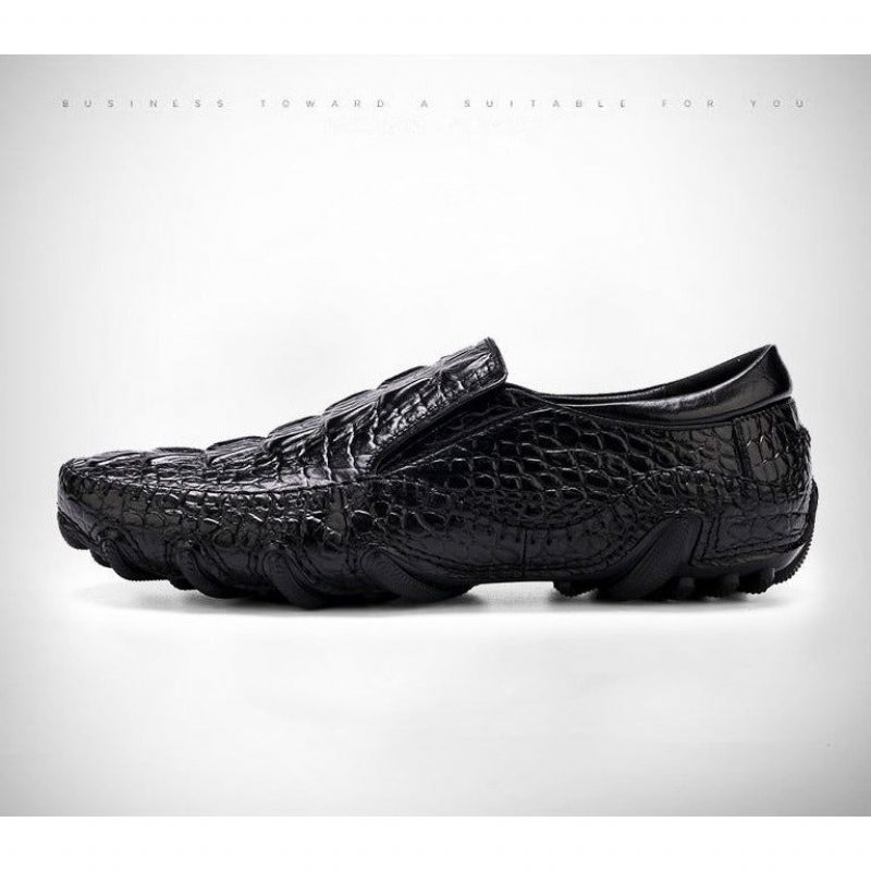 Fritidsskor För Män Lyxig Alligator Texture Slip-on Oxford Skor - Svart