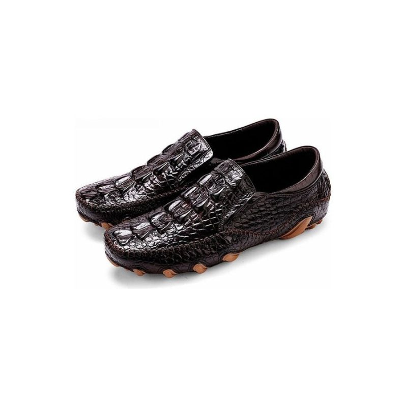 Fritidsskor För Män Lyxig Alligator Texture Slip-on Oxford Skor - Svart