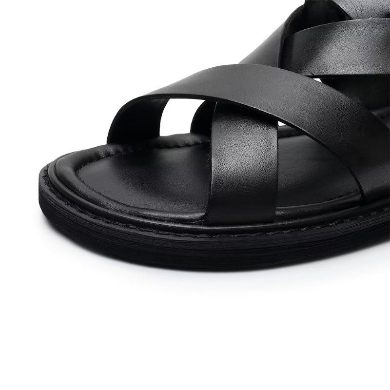 Fritidsskor För Män Roman Peep Toe Sandaler - Svart