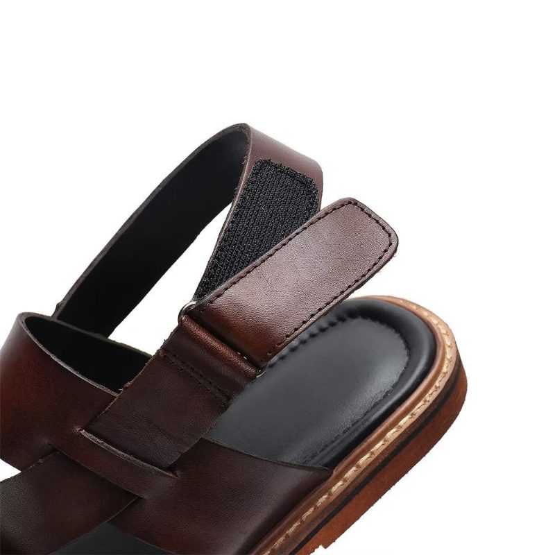 Fritidsskor För Män Roman Peep Toe Sandaler - Kaffe